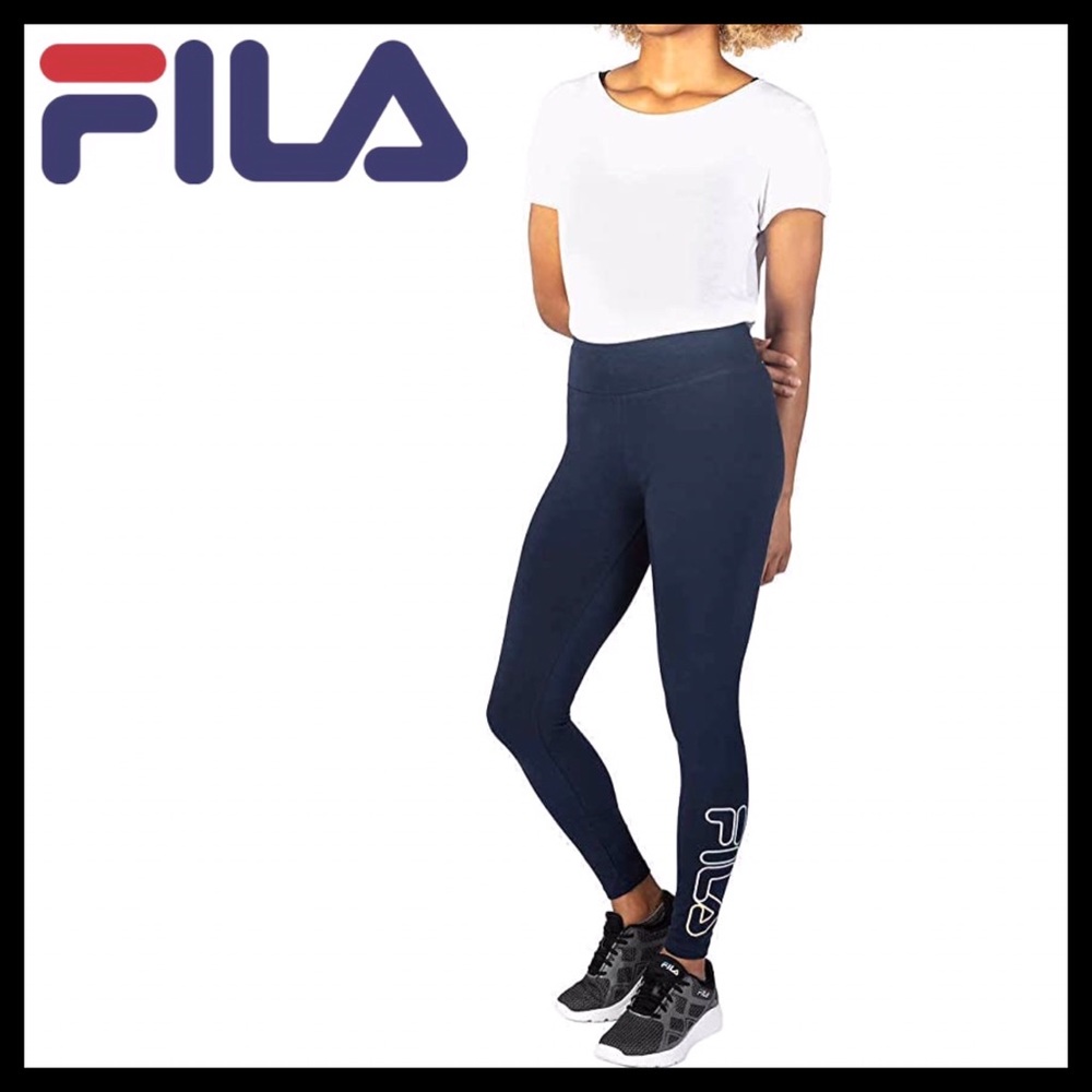 FILA Women’s Cotton Leggings Navy - Picture 5 of 6